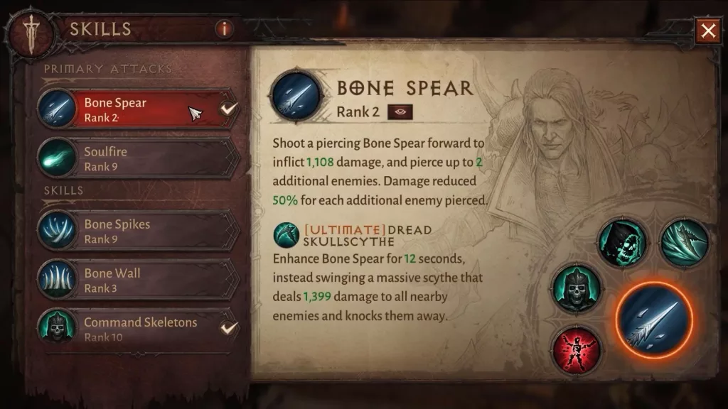 Diablo Immortal, Necromancer Ability: Bone Spear