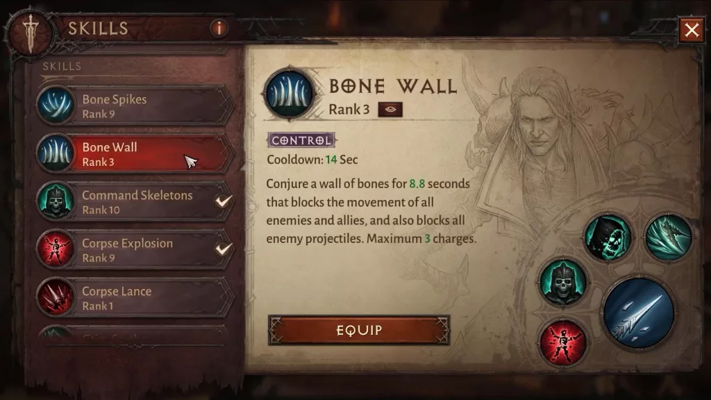 Diablo Immortal, Necromancer Skill: Bone Wall