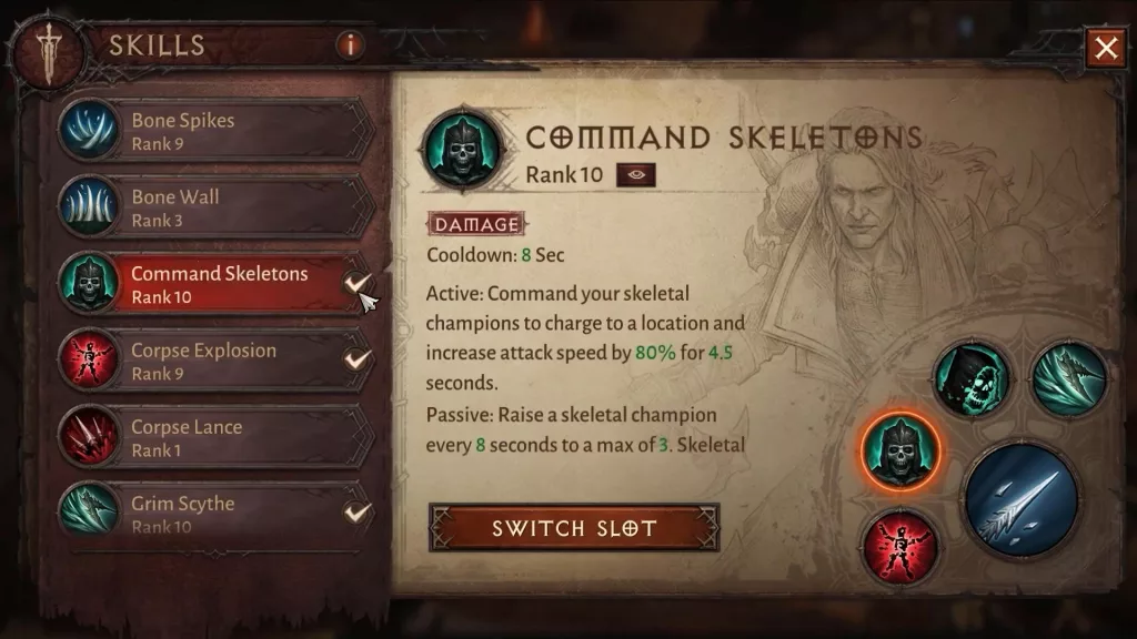 Diablo Immortal, Necromancer Skill: Command Skeletons
