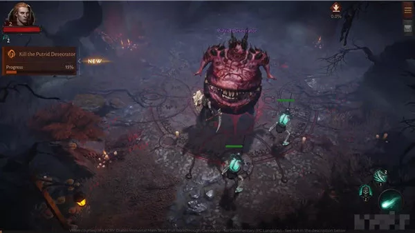 Secrets of the Prologue Quest in Diablo Immortal: You will encounter and must kill the Putrid Desecrator.
