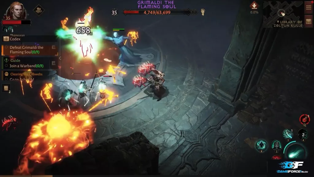 Part 2: Diablo Immortal's Grimaldi will then execute a small explosion that knocks you back.