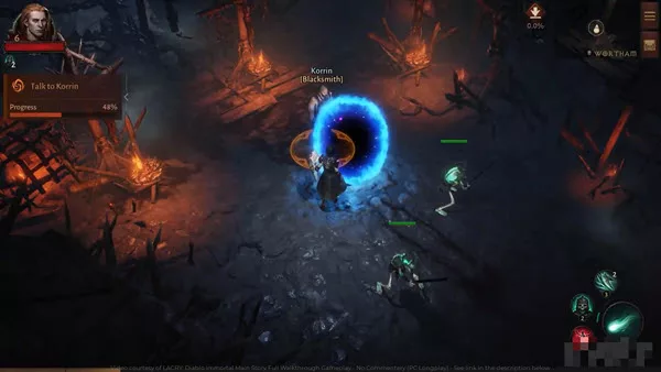 Secrets of the Prologue Quest in Diablo Immortal: Talk to Korrin and then enter the portal.
