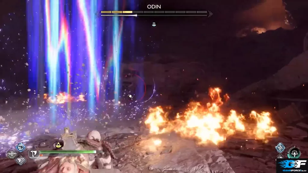 Odin's noose whip attack can also produce vertical auroras along the length of the whip.