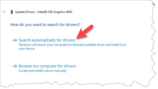 Select the first option: Search automatically for drivers.